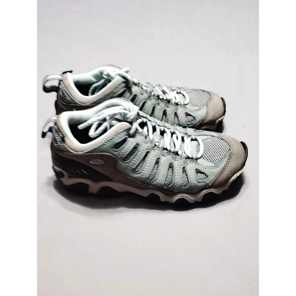 Oboz Sawtooth II Low Trail Hiking Shoes Women 7 Gray Green Leather Mesh Athletic